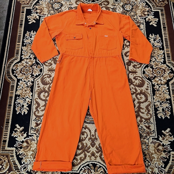 Vintage Other - Vintage Orange Boiler Suit Hunting Jumpsuit Retro Utility Workwear Canvas Denim